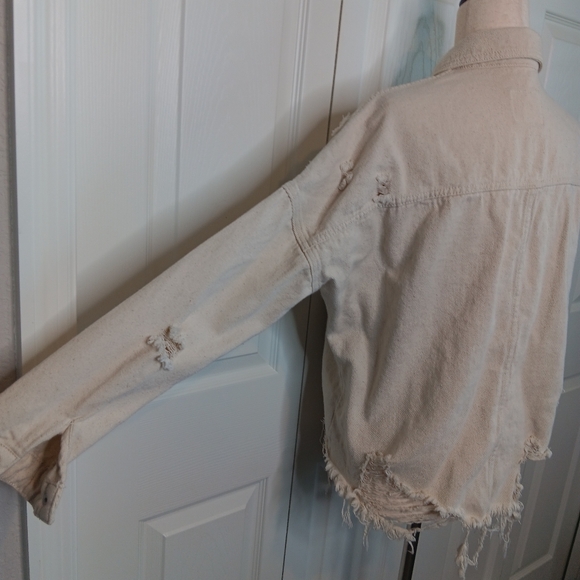 Distressed Cream Denim GB Jacket - Picture 9 of 9
